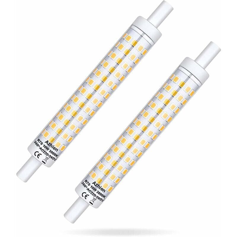 Lucky-88 - R7S led 118 mm à intensité variable 10 w, ampoule R7S 118 mm blanc chaud 3000 k, 360 degrés, douille linéaire, sans scintillement, lot de