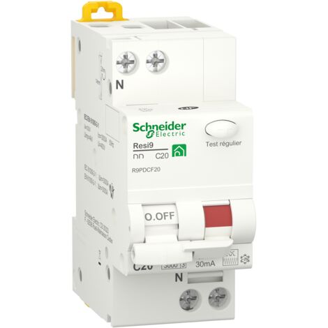 R9PDCF20 - Resi9 XP - Disjoncteur différentiel - 1P+N - 20A - 30mA - courbe C - Schneider Electric