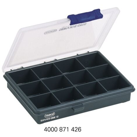RAACO 136143 Sortimentskasten B175xT143xH32mm 12 Fächer transparent dunkelblau