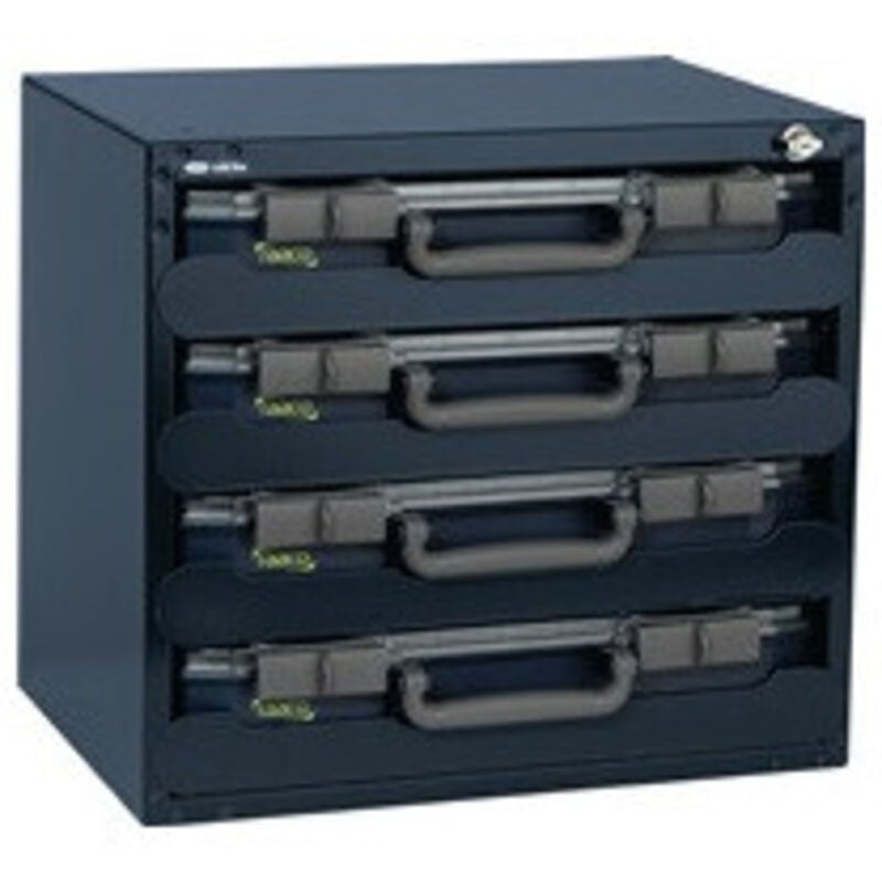 Raaco - Coffre-fort Larg. 452 x p. 330 x h. 405 mm 4boît.rang. dont 2 av.24/25 godets amov. boîtier en tôle d acier/boîtes en pp