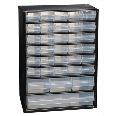 ECOLANDS l306xP150xH420mm tôle d'acier 34 Tiroir polypropylène noir/blanc