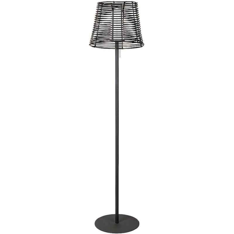 Image of Esterna lampada da tavolo luce Knoxville metallo plastica nera / marrone Ø35cm h: 145 centimetri funziona solo con lampade a risparmio energetico,
