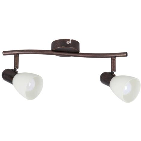 Rabalux Soma 6591 Faretto, colore: marrone anticato, Vetro Metallo, marrone antico, 2 punti luce, E14