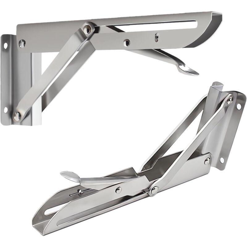 Rabatable 300mm, Support Equerre Pliable 2 Pièces, Support Console Pliable 30cm, Equerre Murale Pliable pour Garage, Cuisine, Bureau, Chambre