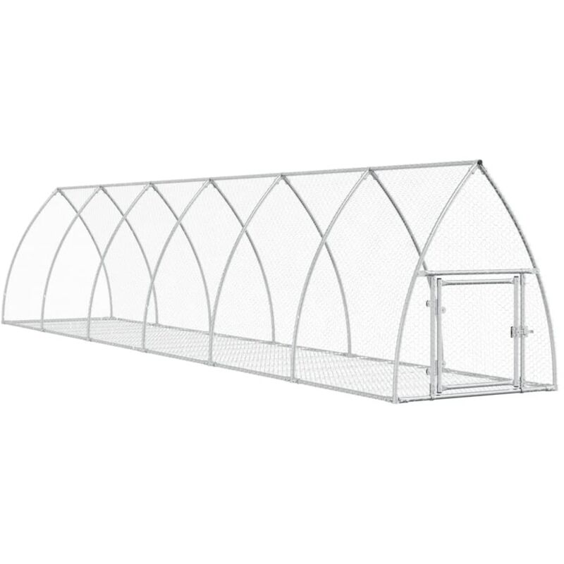 Rabbit Hutch Silver 600x105x120 Cm Galvanised Steel Vidaxl