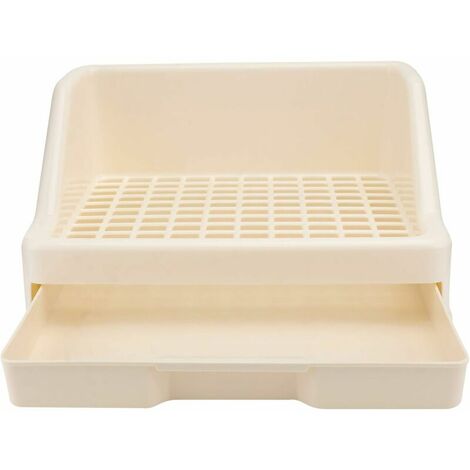 Rabbit Cat Litter Box with Cage Drawer Rabbit Horn Cat Litter Box Small Animal Hanging Cat Litter Box Feeding Bowl Cage Potty Trainer Toilet for Rabbit Guinea Pig Chinchilla Ferret