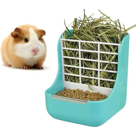 main image of "Rabbit feeder Hay feeder for pigs, hay feeder for pigs, Chinchilla plastic food bow (blue)"