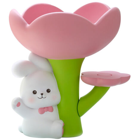 Rabbit Flower Key Tray Resin Storage Plate Jewelry Holder Home Decoration for Bedroom Office