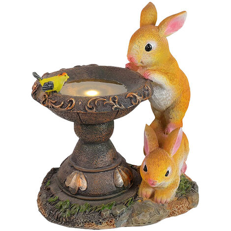 Rabbit Garden Ornament LED Waterproof Solar Rabbit Garden Lightweight Resin Garden Statues for Outdoor Garden Decoration Rabbit Ornaments