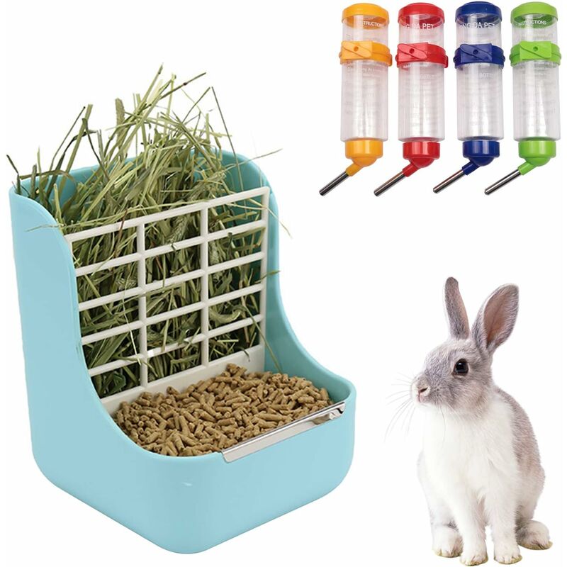 Longziming - Rabbit Hay Feeder 1 Wasserspender für Kleintiere, weniger verschwendete Krippe, für Kaninchen, Meerschweinchen, Chinchillas, Hamster und