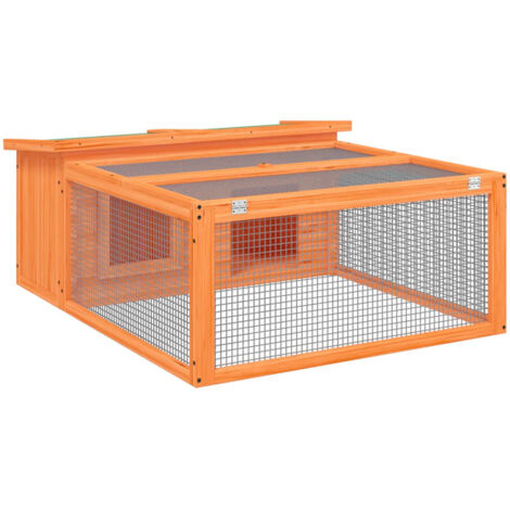 Rabbit Hutch Brown 117.5x97x47.5 cm Solid Wood Pine vidaXL