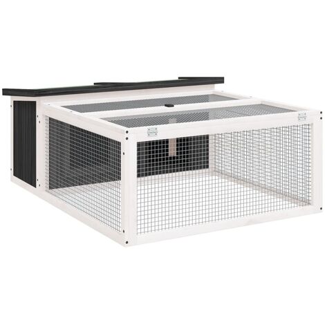 Rabbit Hutch Grey 117.5x97x47.5 cm Solid Wood Pine vidaXL