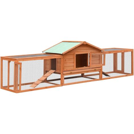 Rabbit Hutch Solid Pine & Fir Wood 303x60x86 cm
