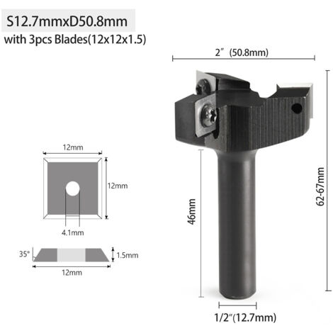 Rabot à trois lames, un outil de finition de surface de qualité professionnelle, adapté au lissage et au nivellement (S12mmD50.8mm).