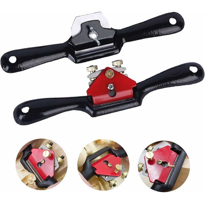 Raboteuse à Bord Réglable Raboteuse à Main 9 Pouces Spokeshave Lame Réglable en Métal Rasage de Rayons de Bois Rabot de Plan Fil Simple/Double Fil