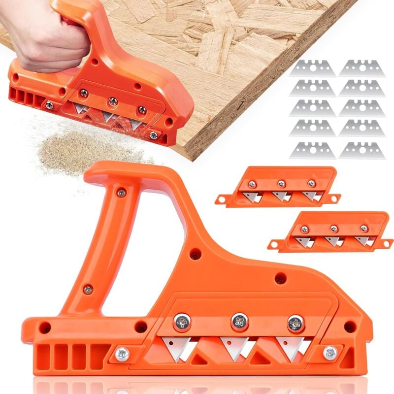 Gotrays - Raboteuse pour plaques de plâtre, 45°+60°, plus dix lames, outil de rabotage pour le travail du bois, raboteuse manuelle pour plaques de