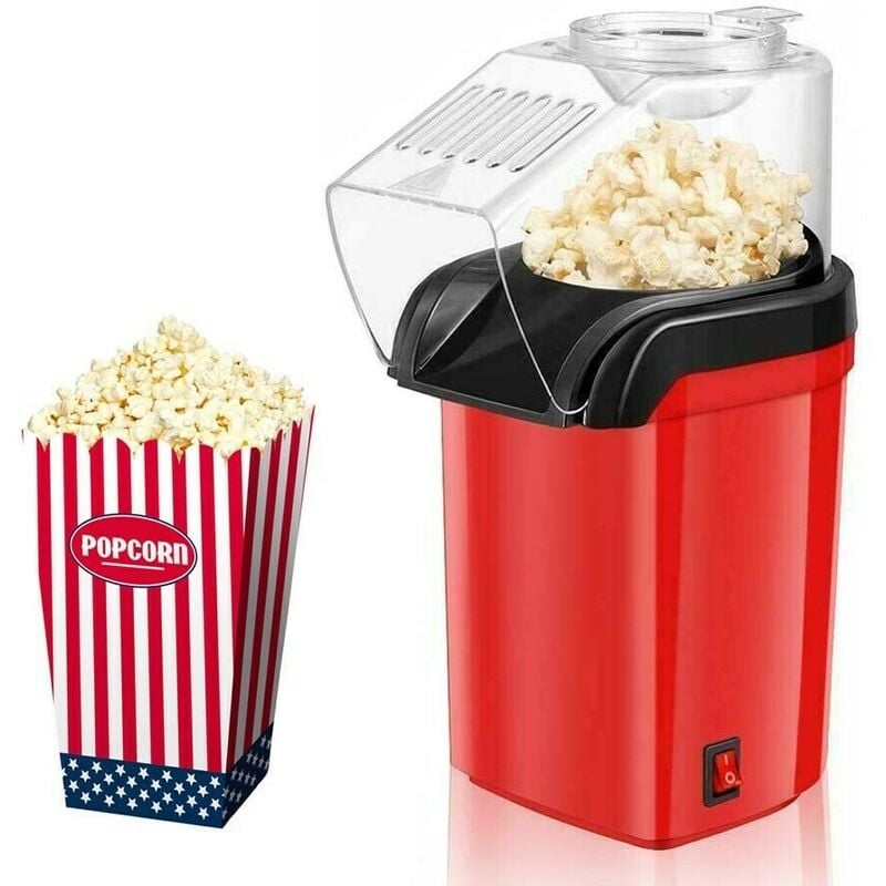 Image of Macchina per popcorn elettrica 1200W rossa ad aria calda senza grassi