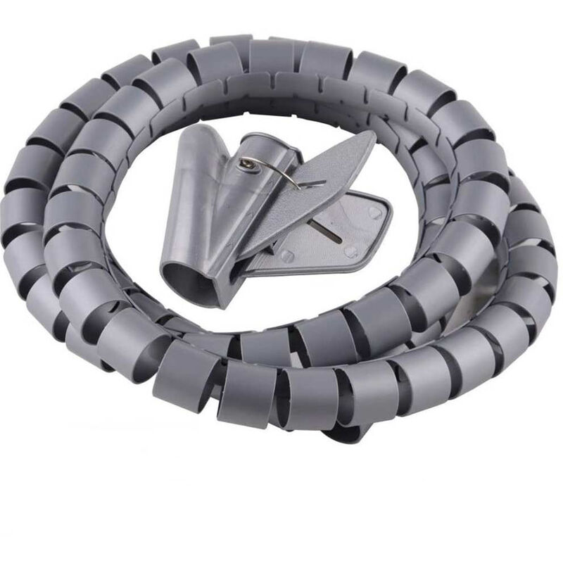 Image of Vetrineinrete - Raccogli cavi spiralato tubo 1,5 metri copri cavo organizer per cavi e fili elettrici in plastica grigio diametro da 2.5 cm
