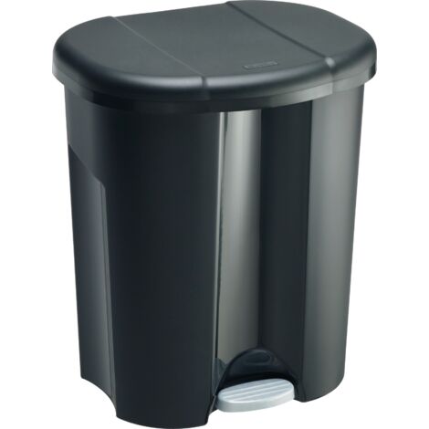 Raccoglitore di rifiuti a tre scomparti TRIO 1x10/2x15l B420xH585mm Nero opaco