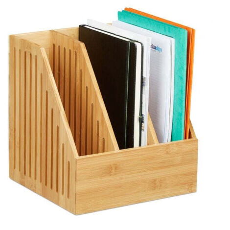 Raccoglitore di riviste a4 in bambu con 3 scomparti 8830