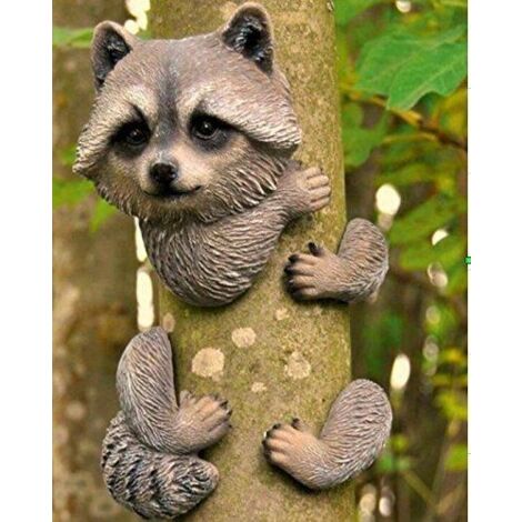 Raccoon Garden Animal Tree Peeker Garden Ornaments, Tree Decoration (Raccoon)
