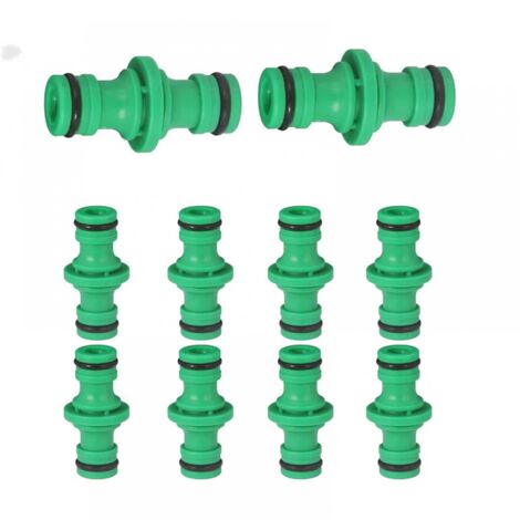 Raccord 1/2" - Double fiche - Raccord de tuyau de jardin - Pour raccorder des tuyaux, outils de jardin, tuyaux (10 pièces)
