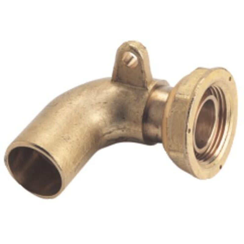 Blanc Habitat - raccord laiton 2 pieces coude 90° avec oreille de fixation a joint plat