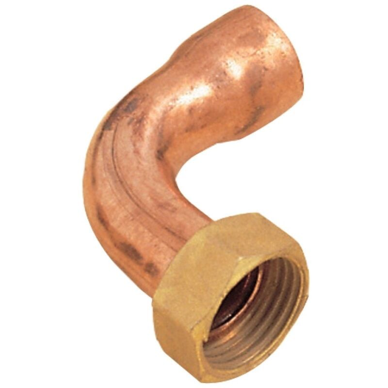 Raccord 2 pièces coudé en laiton - femelle 26 x 34 vers femelle 18 mm - sachet de 2