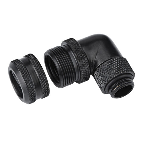 Raccord à 90 degrés pour refroidissement PC, filetage G1/4, compatible tube 14mm, couleur noire