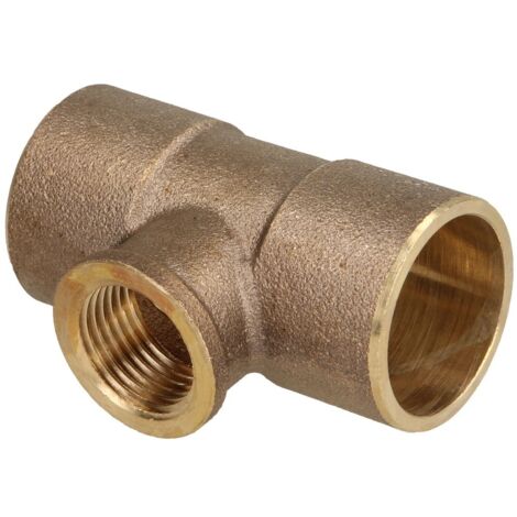 Raccord à braser laiton rouge té 10 x 3/8’’ x 10 mm F/FF/F