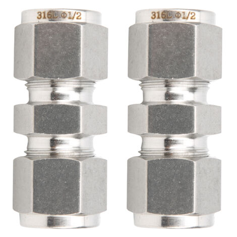 Raccord à Compression 316 Double Bague, Adaptateur Droit pour Tubes 1/2" - 2 Pièces