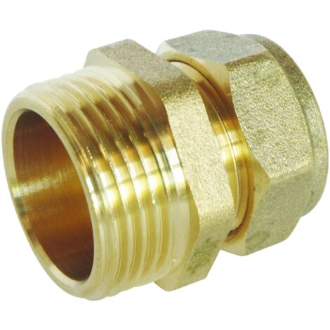Raccord à compression laiton 16mm mâle 15/21 – Installation rapide sans outillage – Étanchéité par simple serrage – Pour réseau sanitaire