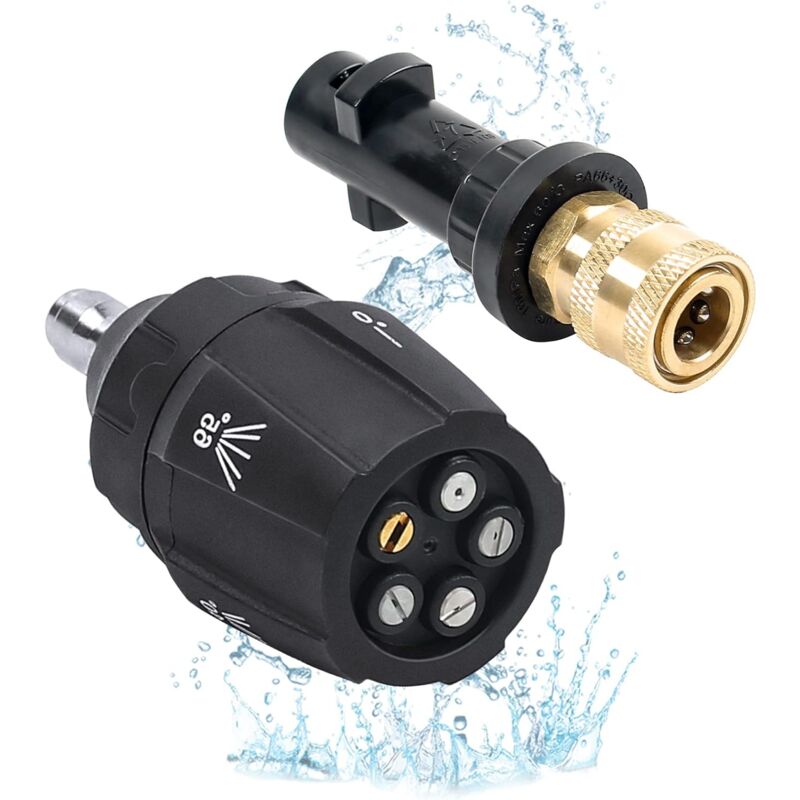 Raccord à connexion rapide de 6,35 mm et embouts de buse de pulvérisation 5 en 1 pour nettoyeur haute pression, accessoires de nettoyeur haute