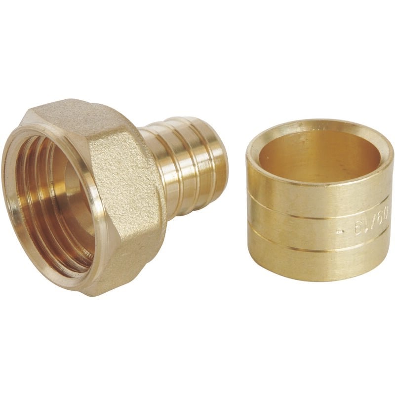 Raccord droit à glissement pour tube per Ø16 - Ecrou-tournant F15/21 - lot de 10