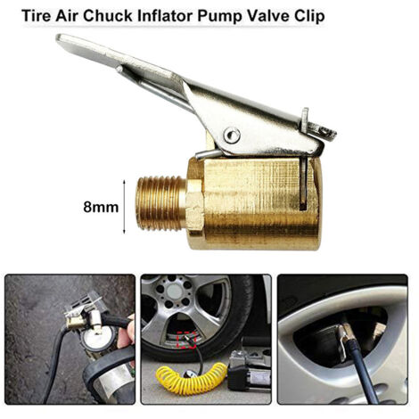 Raccord à pompe automatique pour gonflage de pneus avec clips de sécurité et tête de conversion rapide, modèle 8mm - Lot de 4 pièces