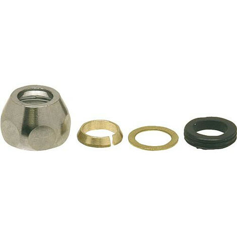 Raccord a presser 1/2 x 12 mm conique, laiton chrome 4 pieces
