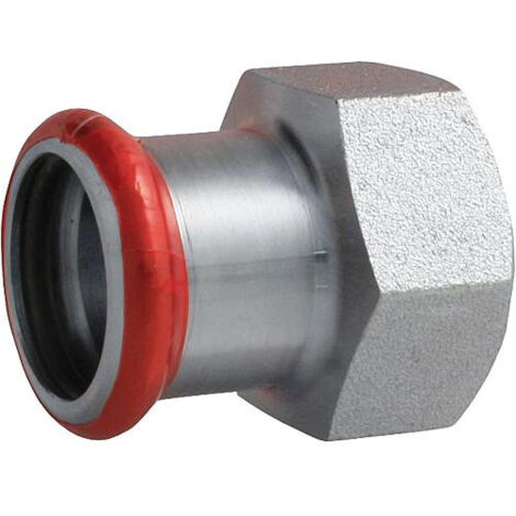 Raccord a sertir acier C manchon de transition (fem/fem) 15x DN15 (1/2"), contour M