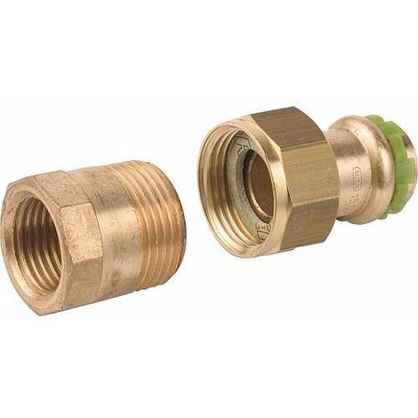 Raccord a sertir en bronze contour V, raccord visse fem joint plat, P 4330 G 15x3/4