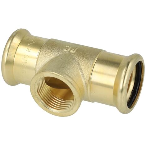 Raccord à sertir en cuivre té 28 mm x 3/4'' FF x 28 mm contour M
