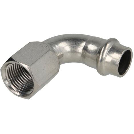 Raccord à sertir en inox coude 15 mm x 1/2’’ FF contour V