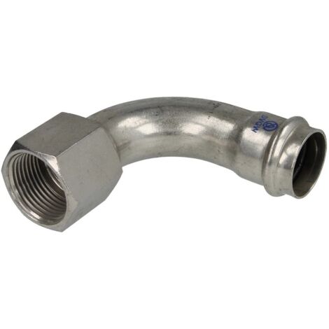 Raccord à sertir en inox coude 28 mm x 1’’ FF contour V
