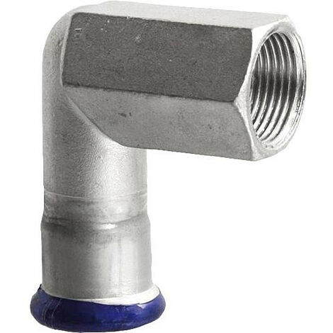 Raccord a sertir en inox Coude reducteur 90° filet fem 15x1/2 contour M
