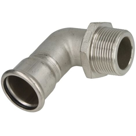 Raccord à sertir inox équerre 15 mm x 1/2'' FM contour M