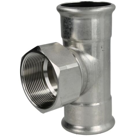 Raccord à sertir inox té 54 mm x ¾’’ x 54 mm F/FF/F contour M