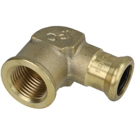 Raccord à sertir laiton coude 90° 15 mm x 1/2'' FF contour M