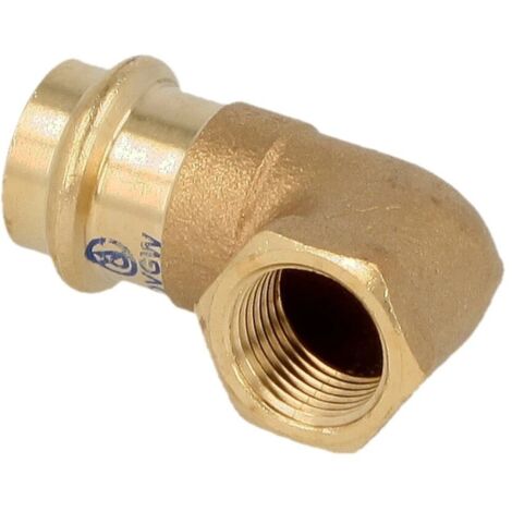 Raccord à sertir laiton rouge coude 12 mm x 3/8’’ FF contour V