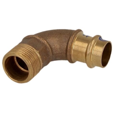 Raccord à sertir laiton rouge coude 15 mm x 3/8’’ FM contour V