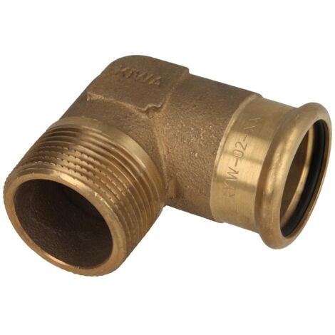 Raccord à sertir laiton rouge coude 90° 18 mm x 3/4'' FM contour M