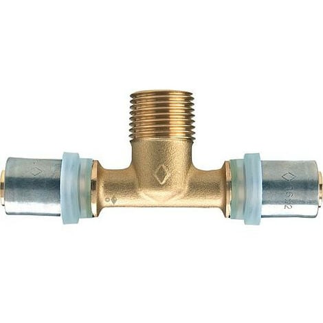 Raccord a sertir multicouche transition Té avec filet. male 14x2mm-1/2" - 14x2mm,contour TH