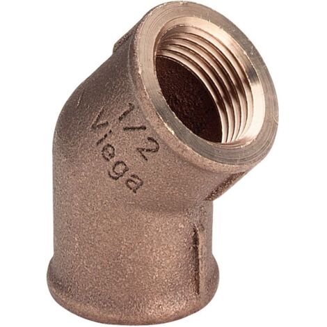 Raccord à visser laiton rouge coude 45° 1/2’’ FF/FF